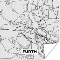 PosterMonkey Poster Duitsland - Plattegrond - Fürth - Kaart - Stadskaart - 75x75 cm