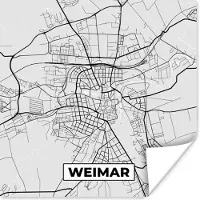 PosterMonkey Poster Weimar - Kaart - Duitsland - Plattegrond - Stadskaart - 100x100 cm XXL