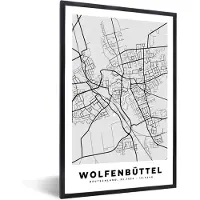 PosterMonkey Fotolijst incl. Poster - Stadskaart - Duitsland - Wolfenbüttel - Kaart - Plattegrond - 20x30 cm - Posterlijst