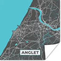 PosterMonkey Poster Anglet - Frankrijk - Kaart - Stadskaart - Plattegrond - 50x50 cm