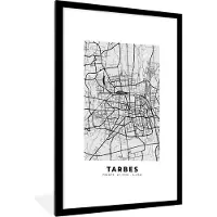 PosterMonkey Fotolijst incl. Poster - Frankrijk - Plattegrond - Kaart - Tarbes - Stadskaart - 60x90 cm - Posterlijst