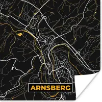 PosterMonkey Poster Stadskaart – Plattegrond – Duitsland – Goud – Arnsberg – Kaart - 50x50 cm