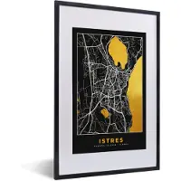 PosterMonkey Fotolijst incl. Poster - Frankrijk - Plattegrond - Istres - Stadskaart - Kaart - 40x60 cm - Posterlijst
