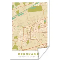 PosterMonkey Poster Bergkamen - Kaart - Stadskaart - Vintage - Plattegrond - 120x180 cm XXL
