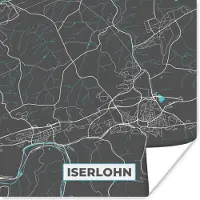 PosterMonkey Poster Blauw – Duitsland – Plattegrond – Stadskaart – Kaart – Iserlohn - 75x75 cm