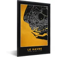 PosterMonkey Fotolijst incl. Poster - Stadskaart – Frankrijk – Kaart – Le Havre – Plattegrond - 20x30 cm - Posterlijst