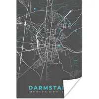 PosterMonkey Poster Darmstadt – Stadskaart – Blauw – Plattegrond – Stadskaart – Kaart - Duitsland - 120x180 cm XXL