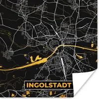 PosterMonkey Poster Ingolstadt - Plattegrond - Kaart - Duitsland - Goud - Stadskaart - 100x100 cm XXL
