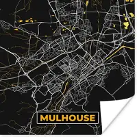 PosterMonkey Poster Stadskaart – Mulhouse - Plattegrond – Kaart – Frankrijk - 75x75 cm