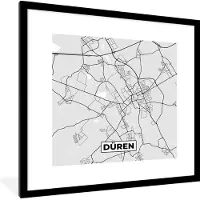 PosterMonkey Fotolijst incl. Poster - Düren - Kaart - Stadskaart - Plattegrond - Duitsland - 40x40 cm - Posterlijst