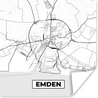 PosterMonkey Poster Emden - Kaart - Stadskaart - Plattegrond - 100x100 cm XXL