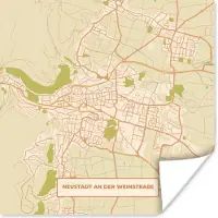 PosterMonkey Poster Kaart - Neustadt an der Weinstraße - Stadskaart - Vintage - Plattegrond - 75x75 cm