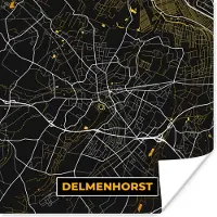 PosterMonkey Poster Goud – Duitsland – Plattegrond – Gold – Stadskaart – Kaart – Delmenhorst - 30x30 cm