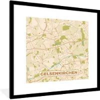 PosterMonkey Fotolijst incl. Poster - Plattegrond - Gelsenkirchen - Stadskaart - Kaart - Vintage - 40x40 cm - Posterlijst