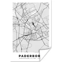 PosterMonkey Poster Kaart - Paderborn - Duitsland - Stadskaart - Plattegrond - 20x30 cm