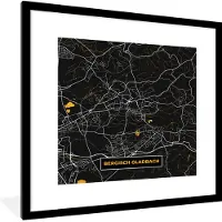 PosterMonkey Fotolijst incl. Poster - Bergisch Gladbach - Goud - Kaart - Plattegrond - Stadskaart - Duitsland - 40x40 cm - Posterlijst