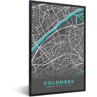 PosterMonkey Fotolijst incl. Poster - Colombes - Kaart - Stadskaart - Plattegrond - Frankrijk - 40x60 cm - Posterlijst