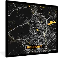 PosterMonkey Fotolijst incl. Poster - Plattegrond - Belfort - Kaart - Frankrijk - Stadskaart - 40x40 cm - Posterlijst