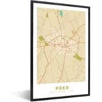 PosterMonkey Fotolijst incl. Poster - België - Kaart - Plattegrond - Stadskaart - Peer - 20x30 cm - Posterlijst