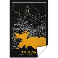 PosterMonkey Poster Plattegrond – Kaart – Stadskaart – Frankrijk – Toulon - 80x120 cm
