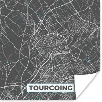 PosterMonkey Poster Tourcoing - Frankrijk - Stadskaart - Kaart - Plattegrond - 100x100 cm XXL