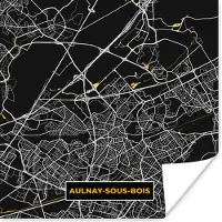 PosterMonkey Poster Stadskaart – Aulnay-sous-Bois - Plattegrond – Kaart – Frankrijk - 30x30 cm