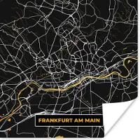 PosterMonkey Poster Frankfurt Am Main - Goud - Stadskaart - Kaart - Plattegrond - Duitsland - 75x75 cm