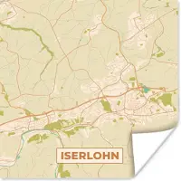 PosterMonkey Poster Iserlohn - Kaart - Plattegrond - Vintage - Stadskaart - 100x100 cm XXL
