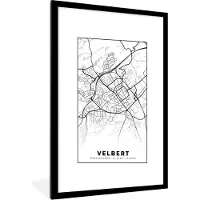 PosterMonkey Fotolijst incl. Poster - Kaart - Velbert - Plattegrond - Stadskaart - 60x90 cm - Posterlijst