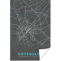 PosterMonkey Poster Stadskaart – Kaart – Gütersloh – Blauw – Duitsland – Plattegrond - 20x30 cm