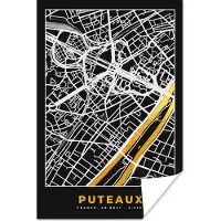 PosterMonkey Poster Kaart - Stadskaart - Plattegrond - Puteaux - Frankrijk - 80x120 cm