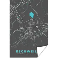 PosterMonkey Poster Stadskaart – Plattegrond – Duitsland – Blauw – Eschweiler – Kaart - 20x30 cm