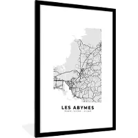 PosterMonkey Fotolijst incl. Poster - Frankrijk - Les Abymes - Stadskaart - Plattegrond - Kaart - 60x90 cm - Posterlijst