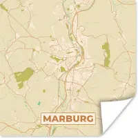 PosterMonkey Poster Marburg - Vintage - Plattegrond - Kaart - Stadskaart - 75x75 cm