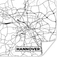 PosterMonkey Poster Hannover - Plattegrond - Kaart - Stadskaart - 30x30 cm