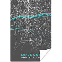 PosterMonkey Poster Orléans - Stadskaart - Kaart - Plattegrond - Frankrijk - 120x180 cm XXL