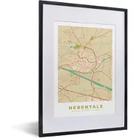 PosterMonkey Fotolijst incl. Poster - Herentals - België - Stadskaart - Kaart - Plattegrond - 30x40 cm - Posterlijst