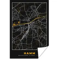 PosterMonkey Poster Black and Gold – Stadskaart – Hamm – Duitsland – Plattegrond – Kaart - 80x120 cm