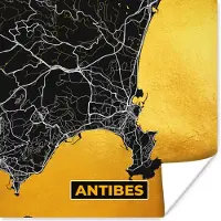 PosterMonkey Poster Frankrijk – Plattegrond – Kaart – Antibes – Stadskaart - 50x50 cm
