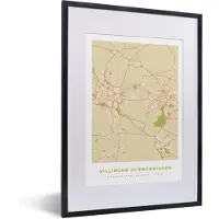 PosterMonkey Fotolijst incl. Poster - Plattegrond - Villingen-Schwenningen - Kaart - Stadskaart - Vintage - 30x40 cm - Posterlijst