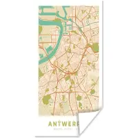 PosterMonkey Poster Antwerpen - Kaart - Stadskaart - Antwerpen - Plattegrond - 75x150 cm