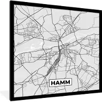PosterMonkey Fotolijst incl. Poster - Plattegrond - Hamm - Kaart - Stadskaart - Duitsland - 40x40 cm - Posterlijst