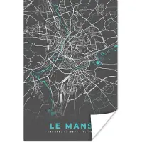 PosterMonkey Poster Le Mans - Plattegrond - Kaart - Stadskaart - Frankrijk - 60x90 cm