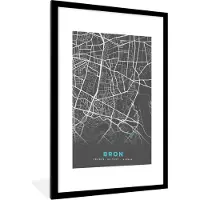 PosterMonkey Fotolijst incl. Poster - Bron - Plattegrond - Kaart - Frankrijk - Stadskaart - 60x90 cm - Posterlijst