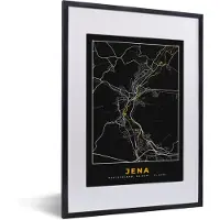 PosterMonkey Fotolijst incl. Poster - Goud – Duitsland – Plattegrond – Gold – Stadskaart – Kaart – Jena - 30x40 cm - Posterlijst