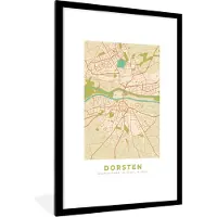 PosterMonkey Fotolijst incl. Poster - Dorsten - Plattegrond - Kaart - Stadskaart - Vintage - 80x120 cm - Posterlijst