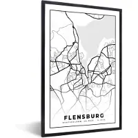 PosterMonkey Fotolijst incl. Poster - flensburg - Plattegrond - Stadskaart - Kaart - 20x30 cm - Posterlijst