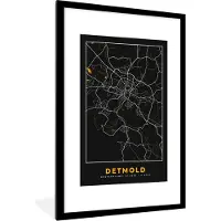 PosterMonkey Fotolijst incl. Poster - Goud – Duitsland – Plattegrond – Gold – Stadskaart – Kaart – Detmold - 80x120 cm - Posterlijst