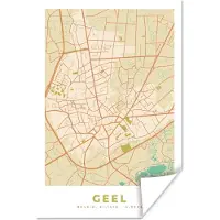 PosterMonkey Poster Stadskaart - Vintage - Plattegrond - Kaart - Geel - 60x90 cm