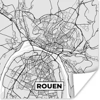 PosterMonkey Poster Kaart - Stadskaart - Rouen - Plattegrond - Frankrijk - 30x30 cm